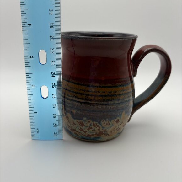 Conestoga River Pottery Ceramic Artisan Barrel Mug Brown Tan Blue (SKU: 279MI) - Picture 8 of 9